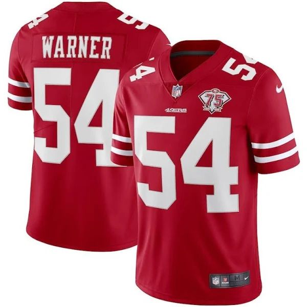 Men San Francisco 49ers #54 Fred Warner Red 75th Anniversary Limited NFL Jersey->san francisco 49ers->NFL Jersey